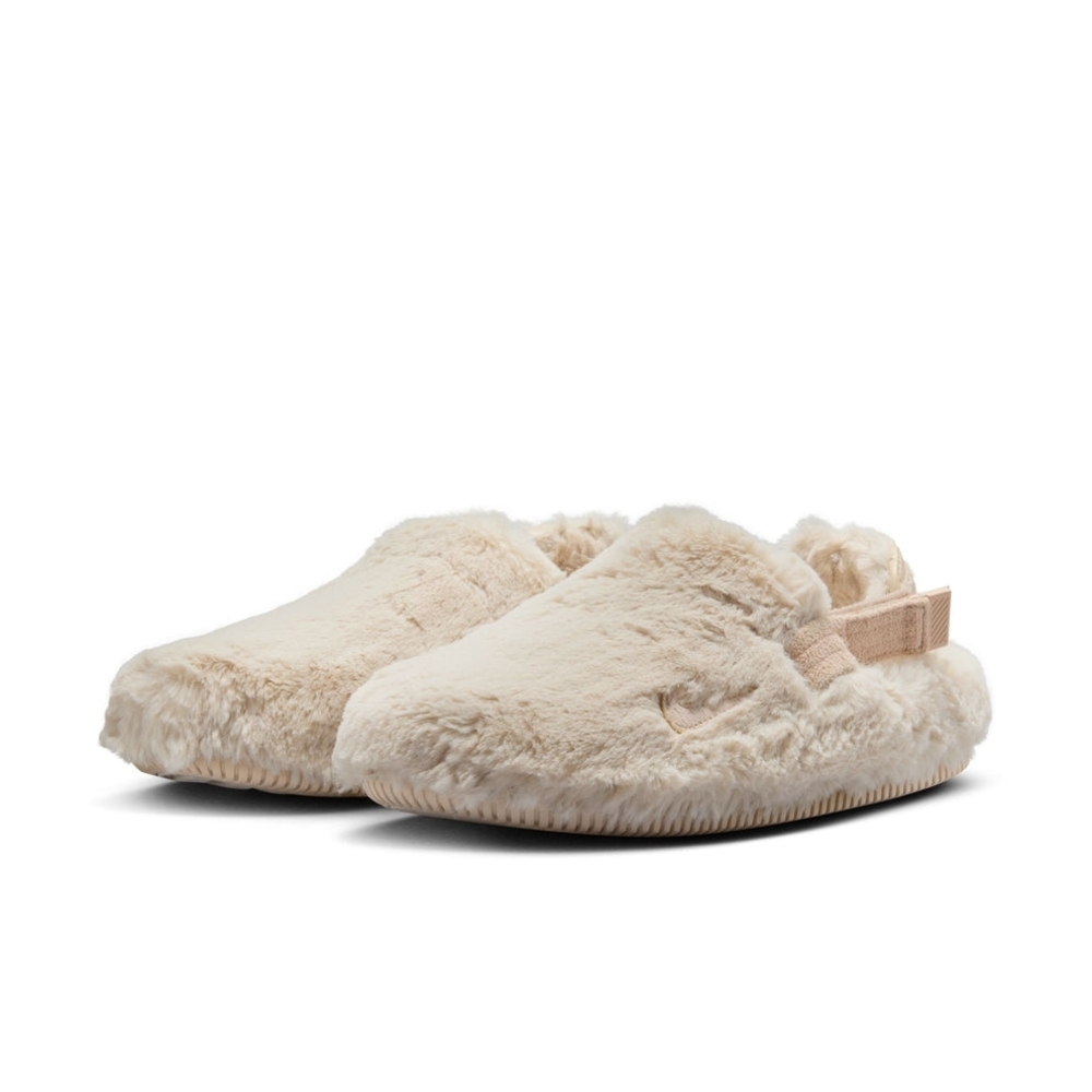 Nike Calm SE Women's Mules Cozy Playful Cream Fuzzy Mule Slippers Size 7 - Picture 2 of 9
